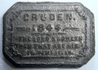 1844 Cruden Freee Church Communion Token